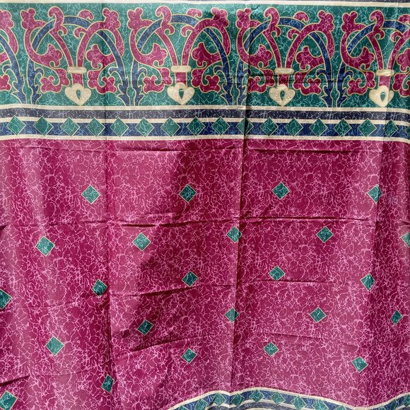 Vintage SPRINGS Shower Curtain 69 x 69 Art Decor Maroon Dark Green Gold 90s - Picture 14 of 15